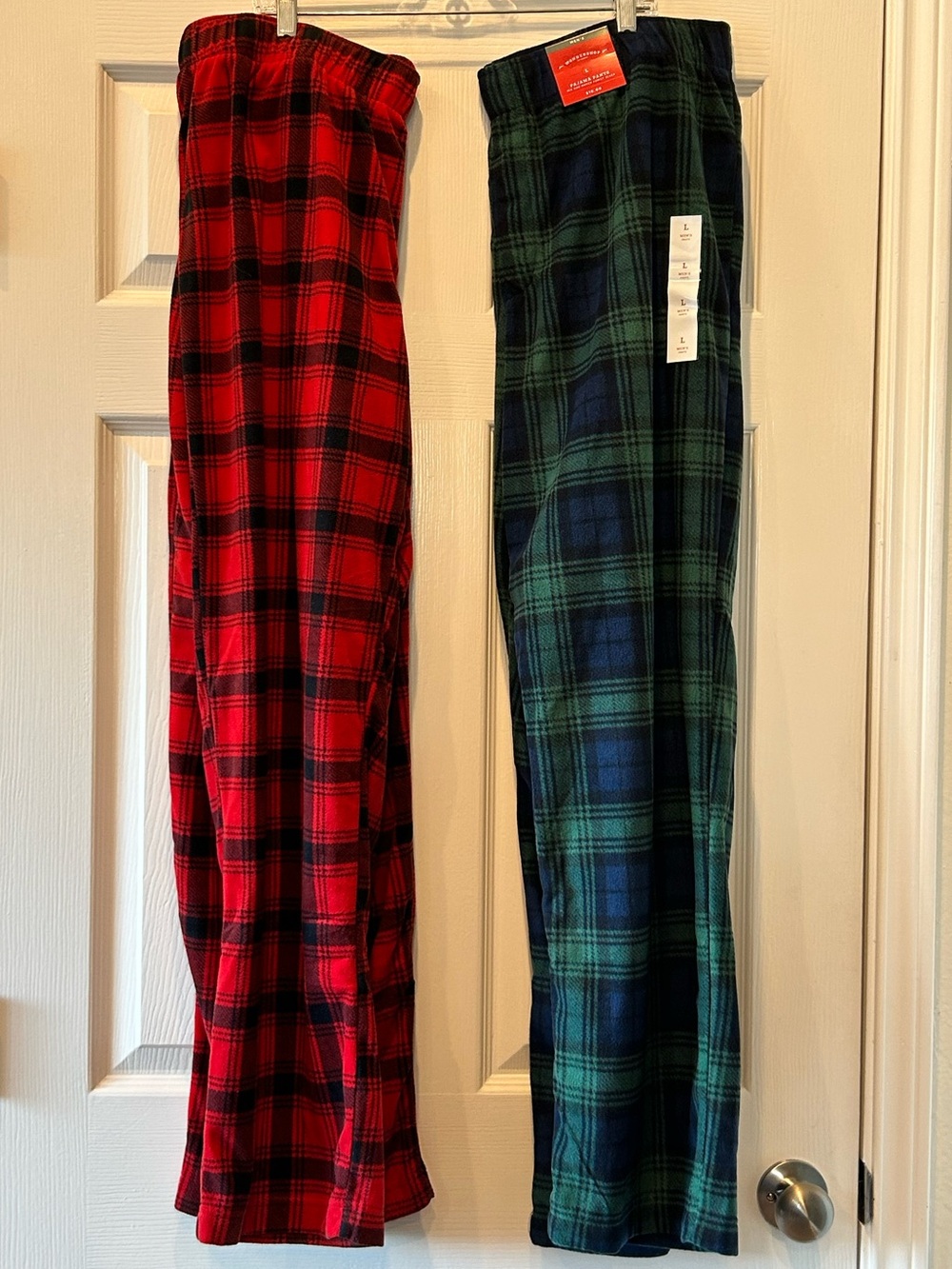 Red & Green Plaid Men’s Pajama Pants Qty 2 Size Large Flannel Feel Wondershop - Picture 3 of 14